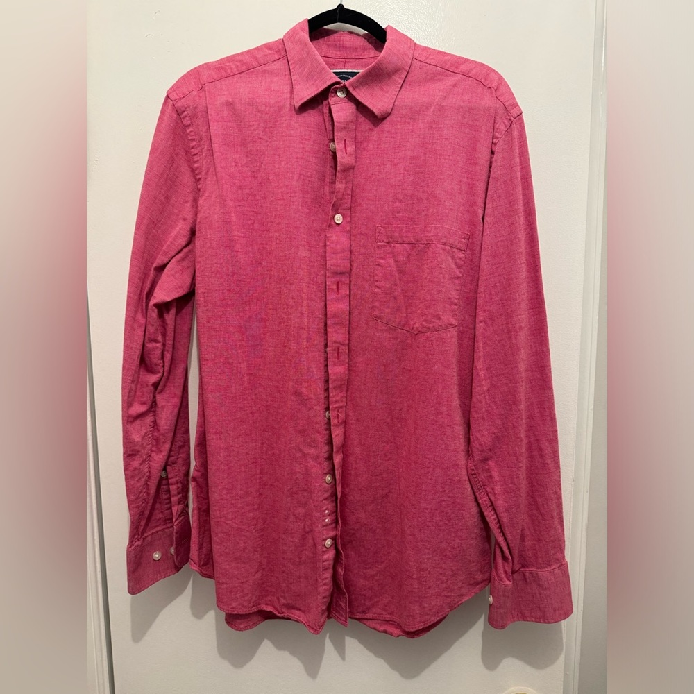 Charles Tyrwhitt Slim fit cotton linen red plain shirt